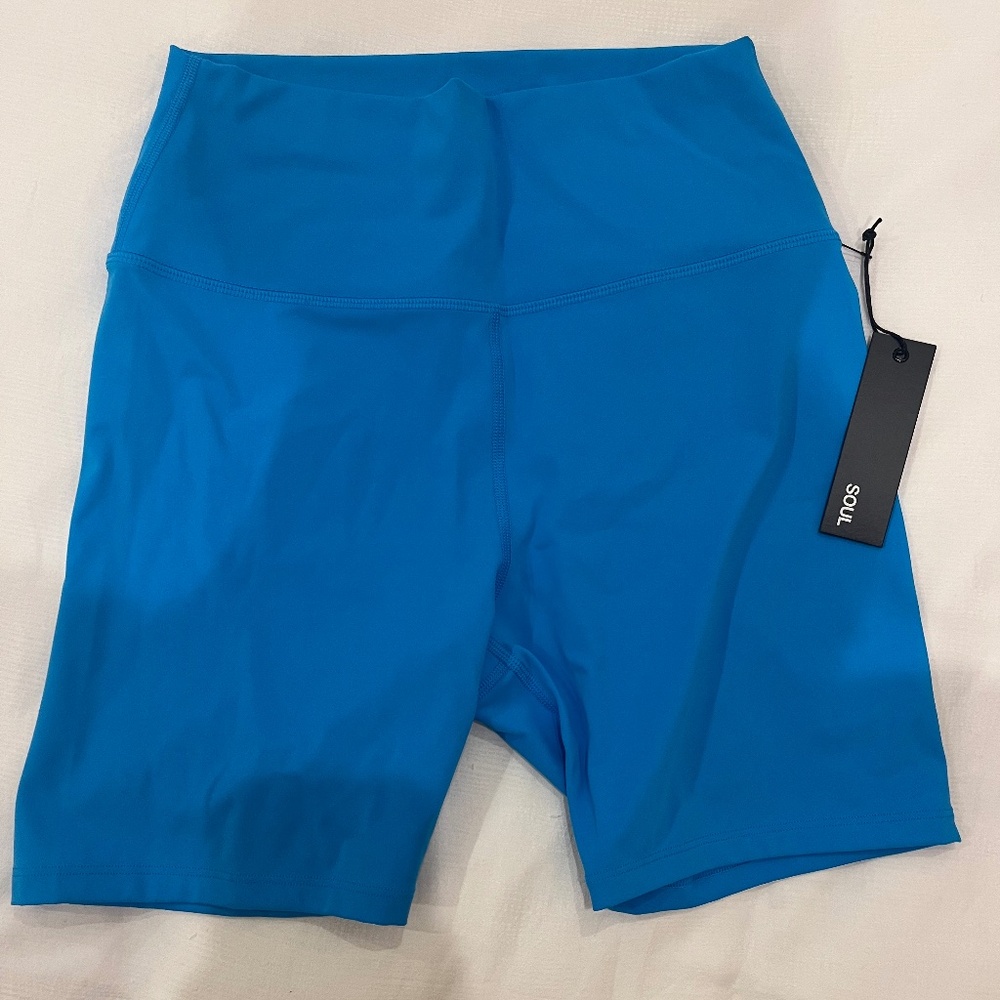 SOULCYCLE bright blue biker shorts. NEVER WORN NWT.